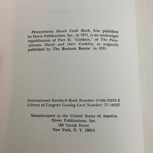 Pennsylvania Dutch Cook Book By J George Frederick 1971 Dover Paperback - Picture 4 of 10